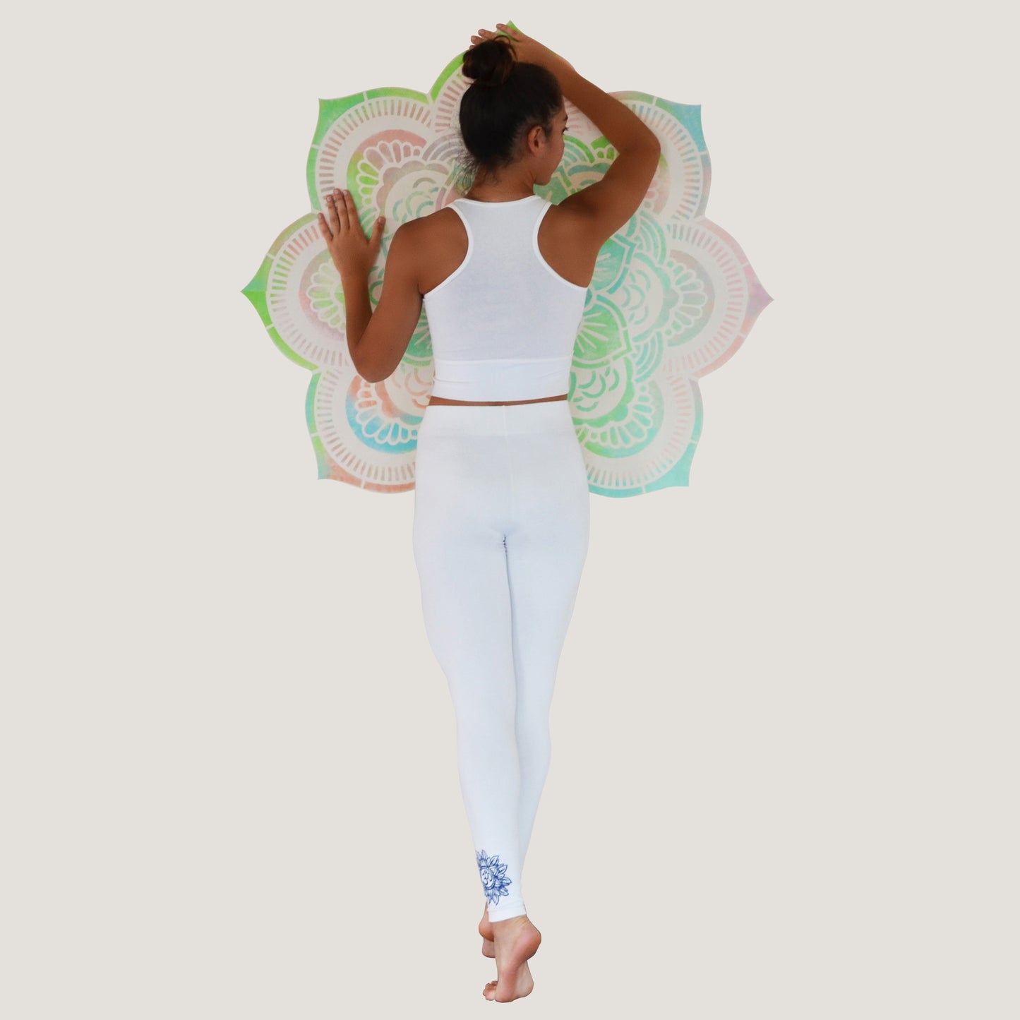 Crop Top Mangala Nakışlı Ekru