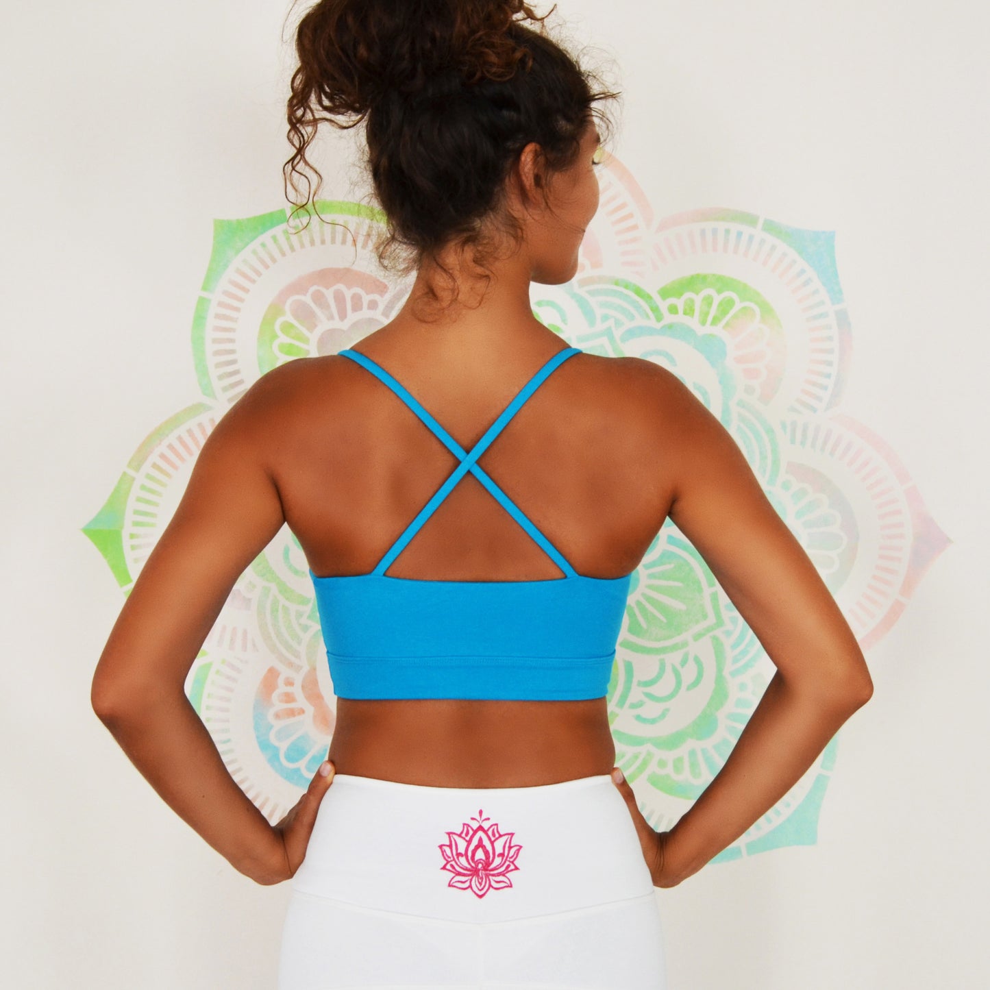 Turquoise Crop Top Lotus with Embroidery