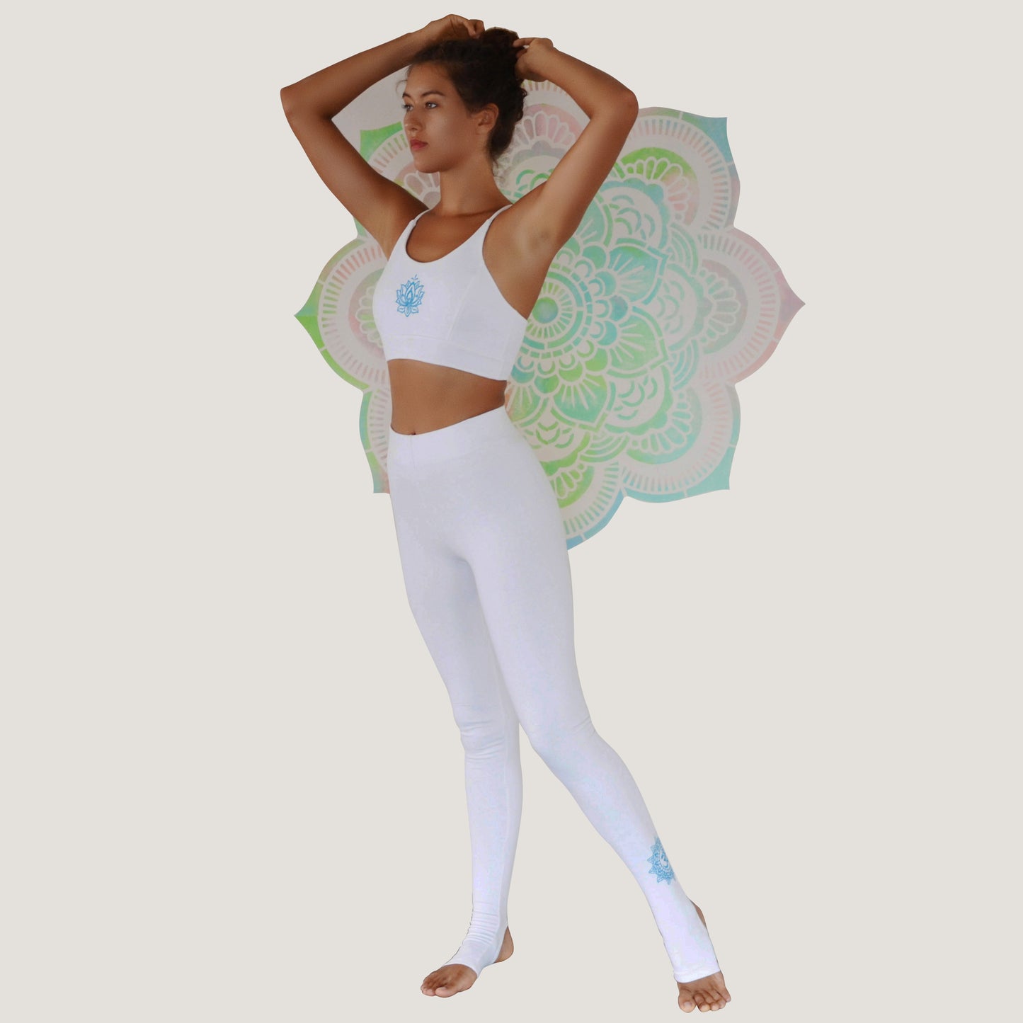 Yoga Taytı Jiva Ekru Nakışlı