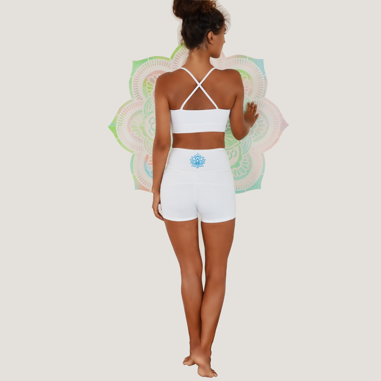 White Crop Top Lotus with Embroidery