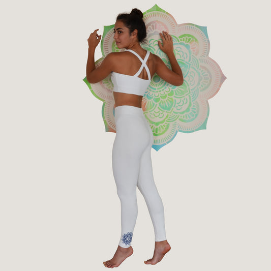 Yoga Taytı Namaste Ekru Nakışlı