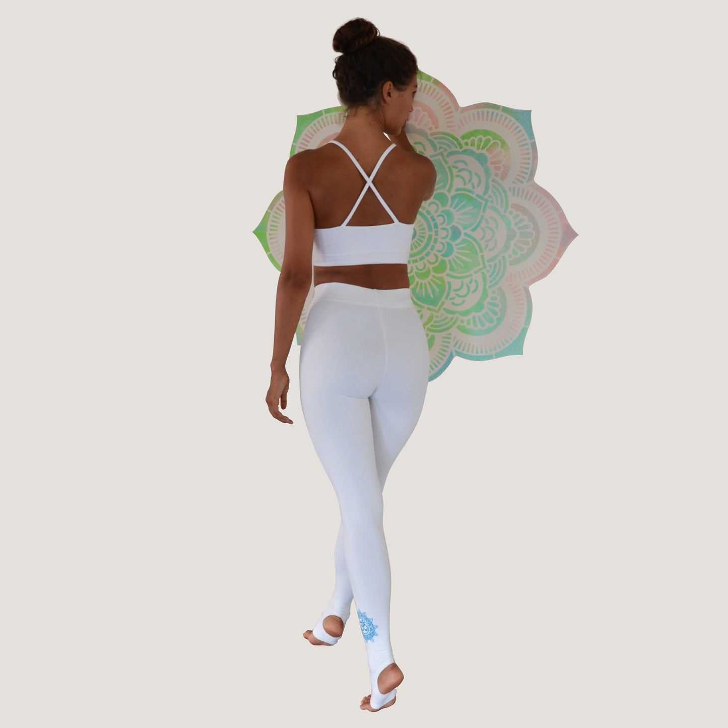 Yoga Taytı Jiva Ekru Nakışlı