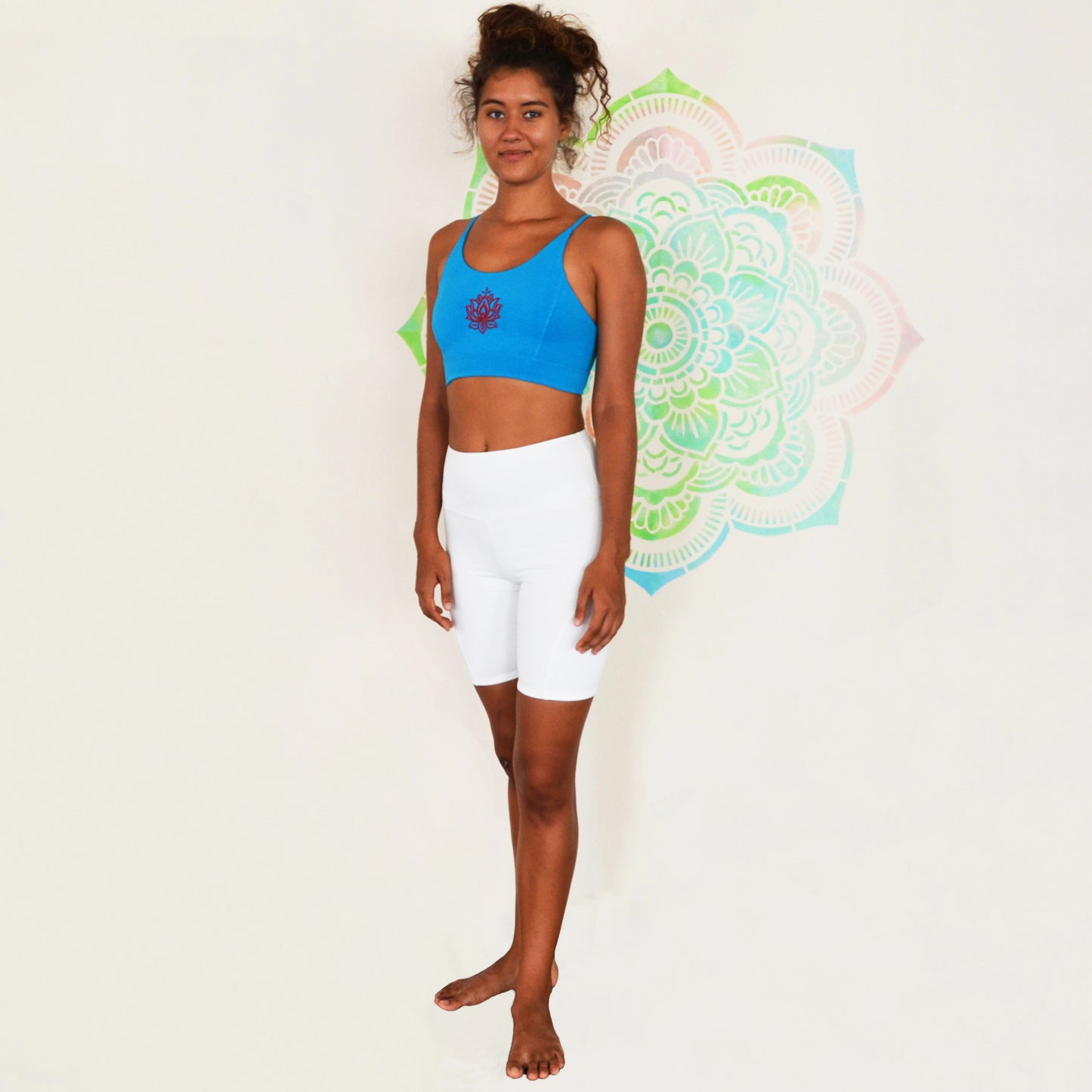 Turquoise Crop Top Lotus with Embroidery