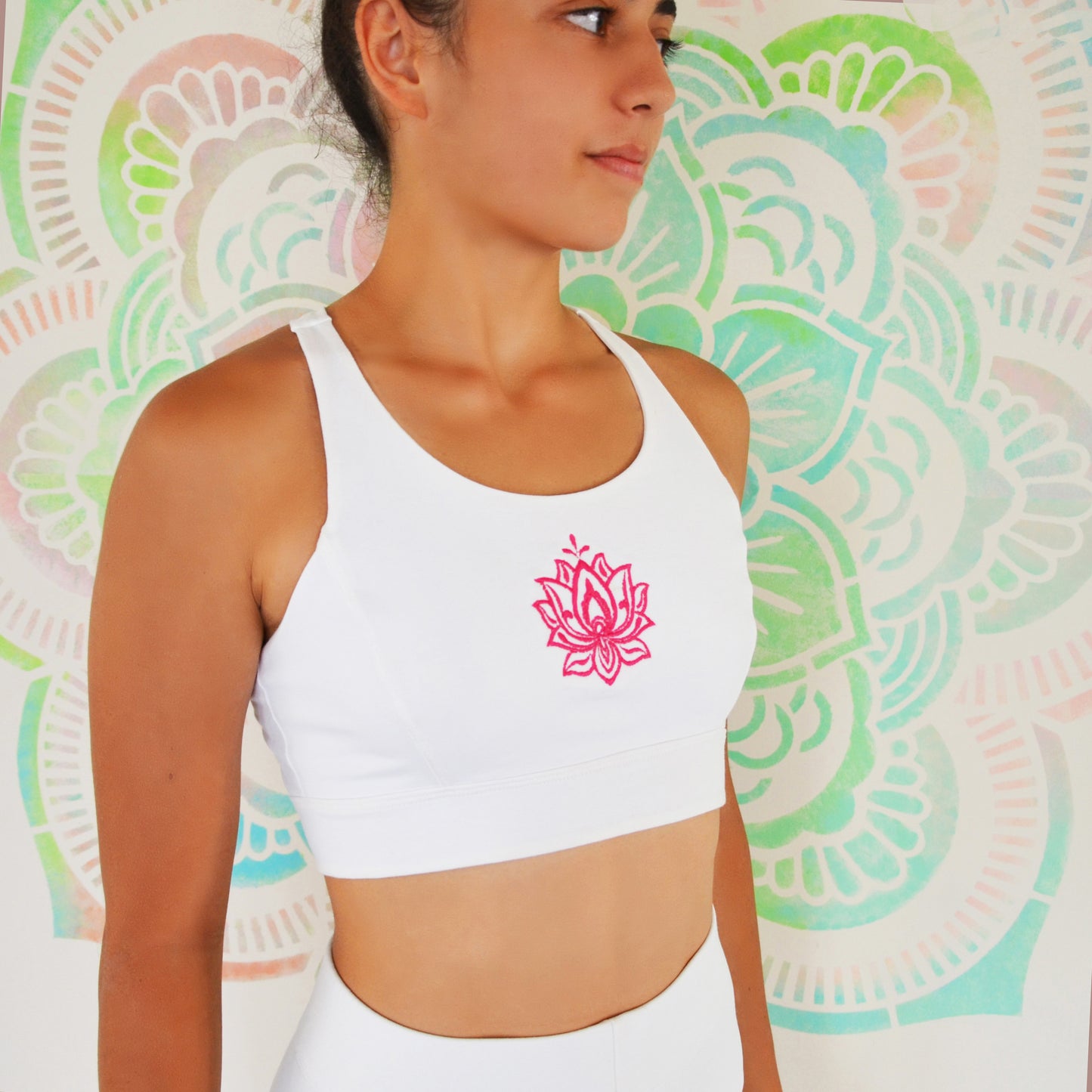Crop Top Nataka Nakışlı Ekru