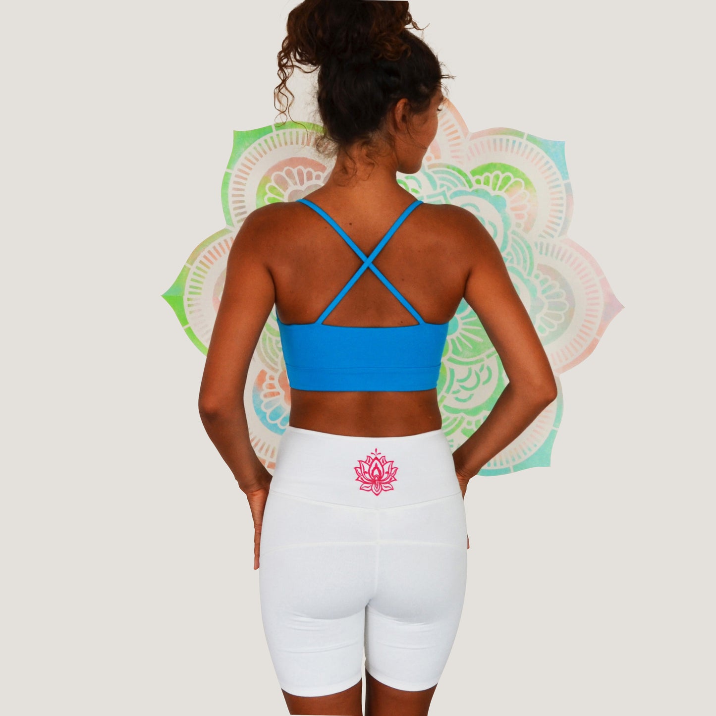 Turquoise Crop Top Lotus with Embroidery