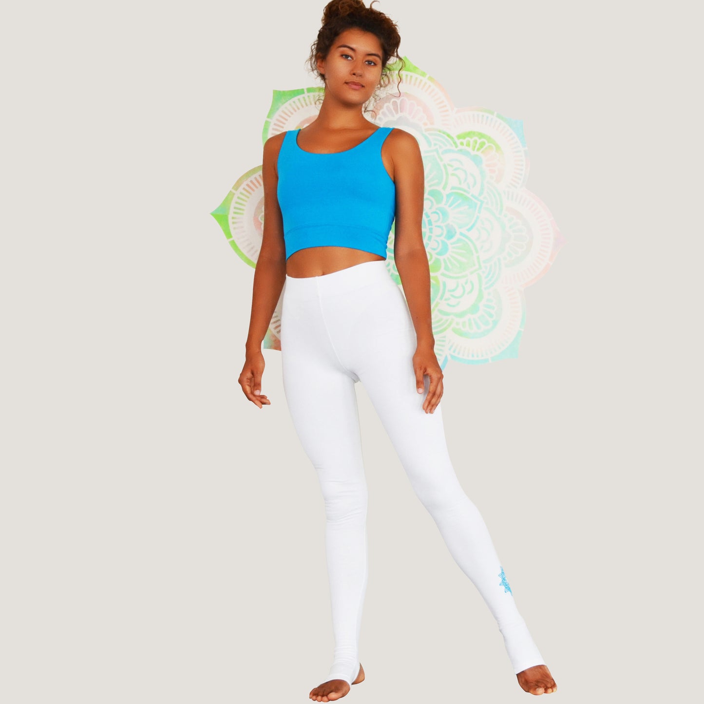 Yoga Taytı Jiva Ekru Nakışlı